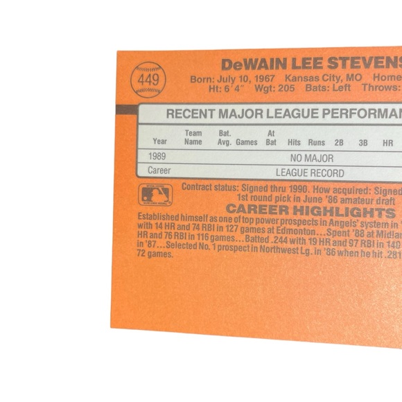 1989 lee stevens california angels donruss baseball card # 449 - Picture 3 of 5